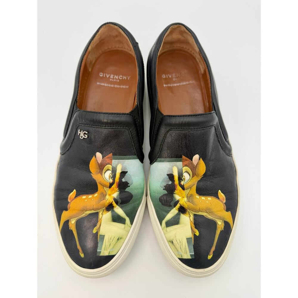 Authentic Givenchy Bambi Disney Slip On Sneakers Black Leather Size 39 / 9 - Picture 1 of 14